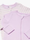 Cotton On Baby Ribbed Plain & Stripe Bodysuits, Pack of 2, Pale Violet