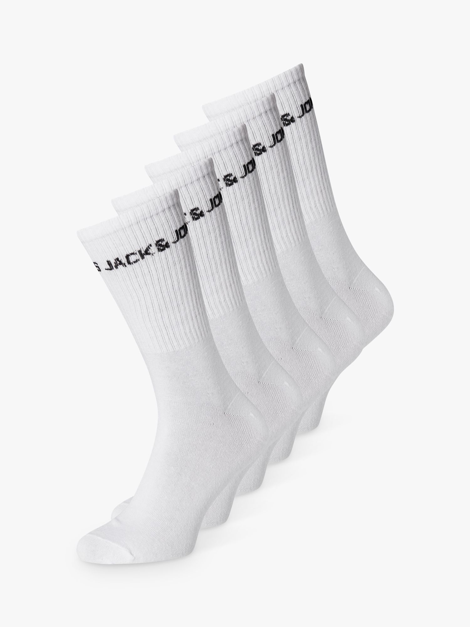 Jack & Jones Kids' Sports Socks, Pack of 5, White, S-M