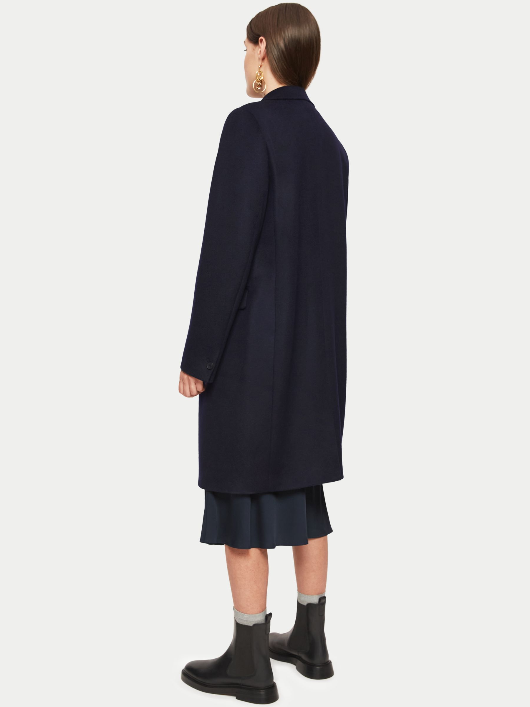 Jigsaw Relaxed Wool Tailored City Coat, Navy at John Lewis & Partners