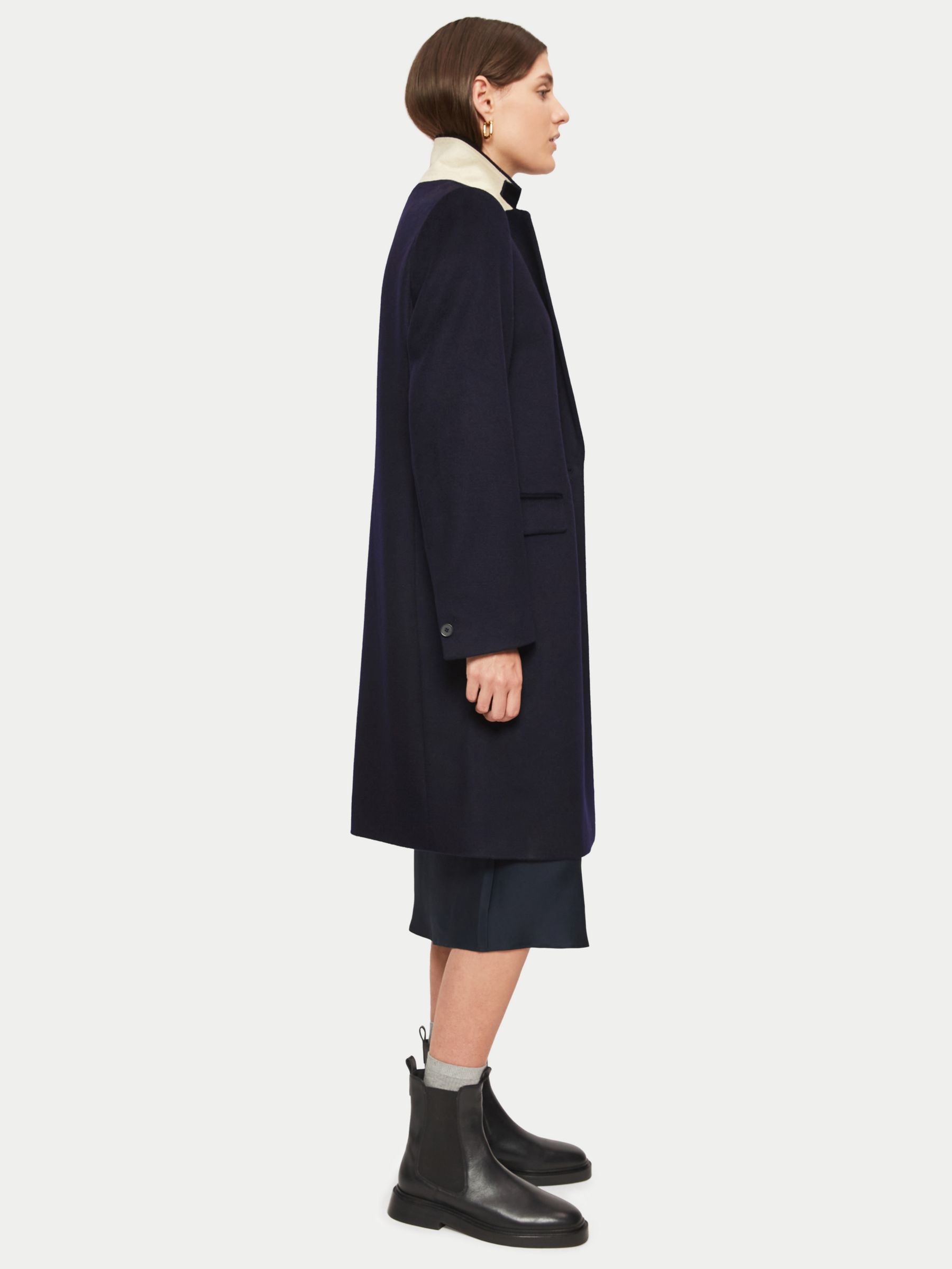 Jigsaw Relaxed Wool Tailored City Coat, Navy at John Lewis & Partners