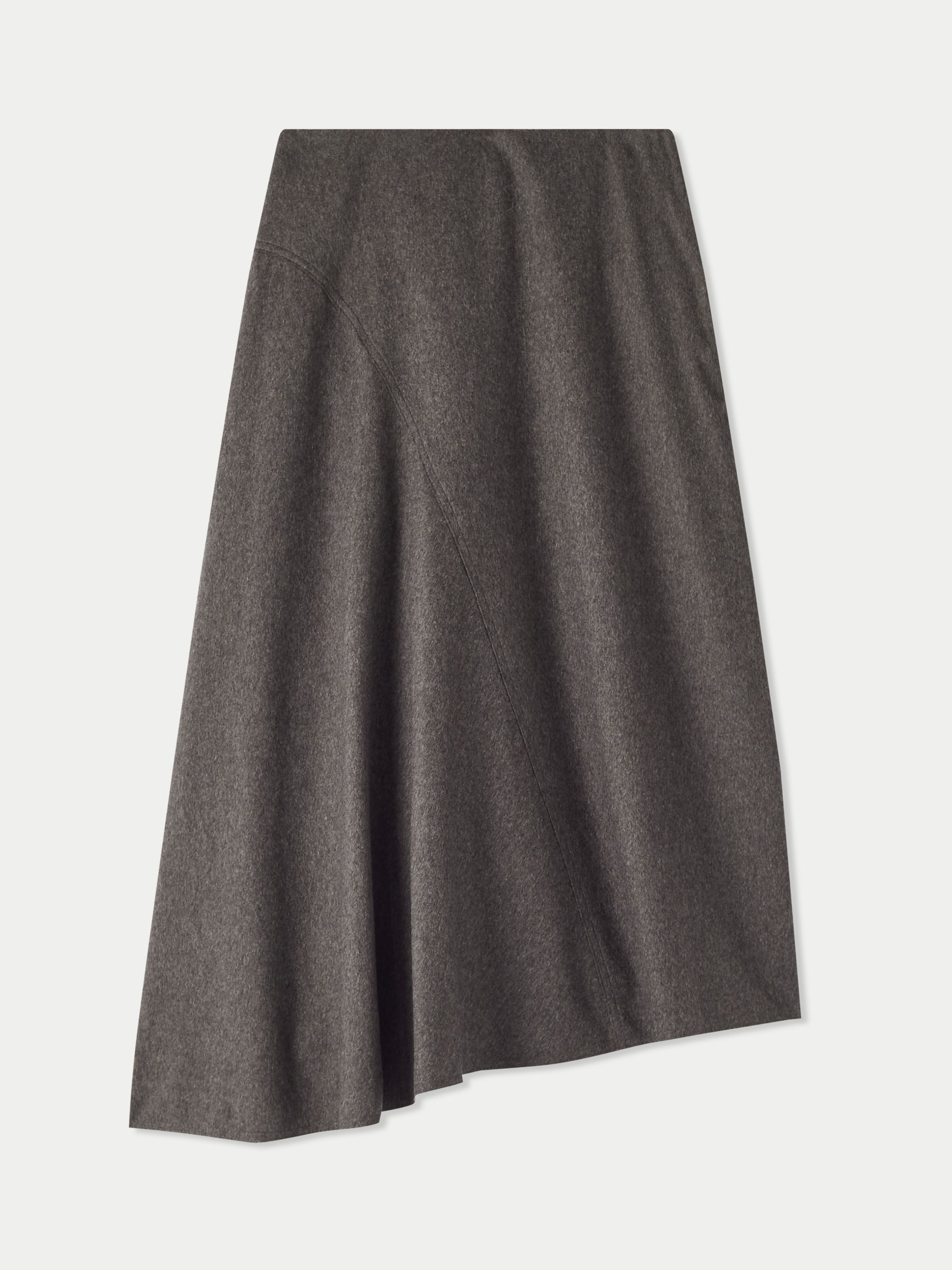 Jigsaw Asymmetric Flannel Midi Skirt, Grey, 12