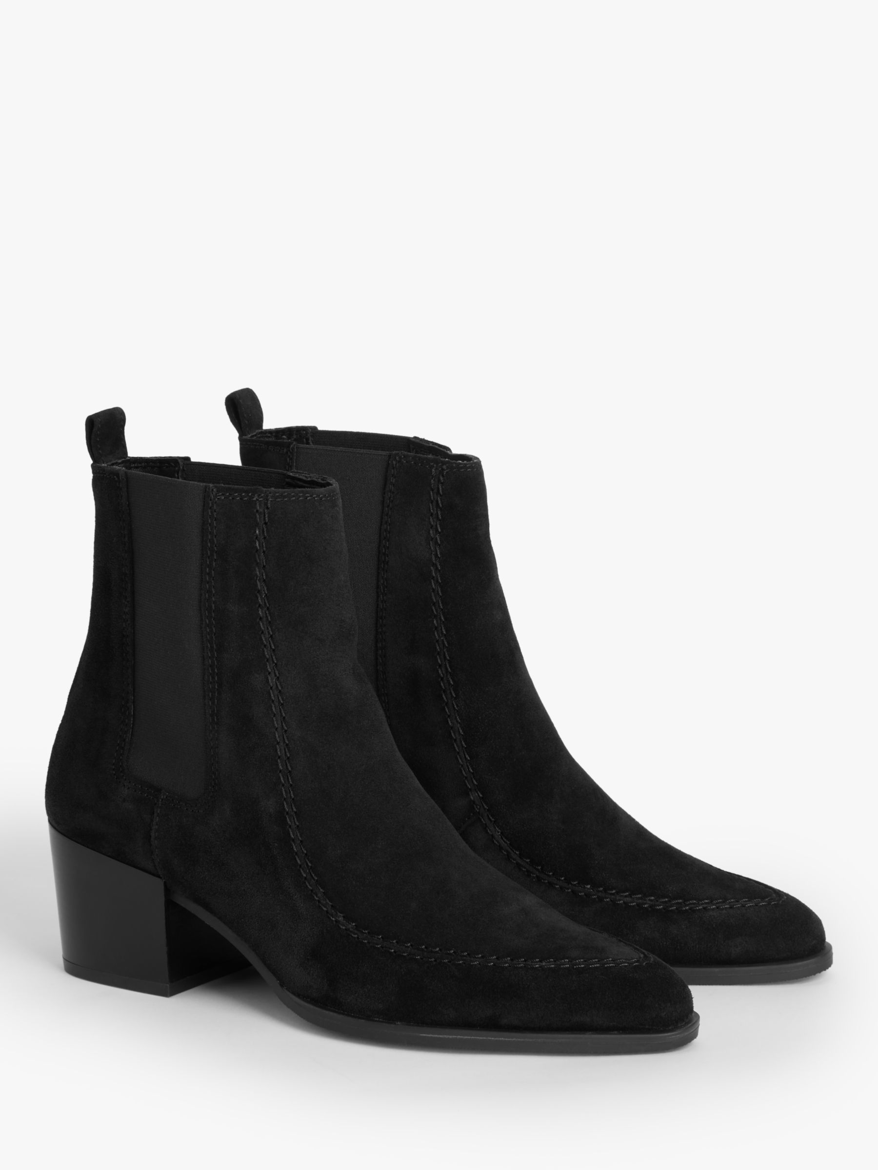 Kin Patch Suede Western Boots, Black