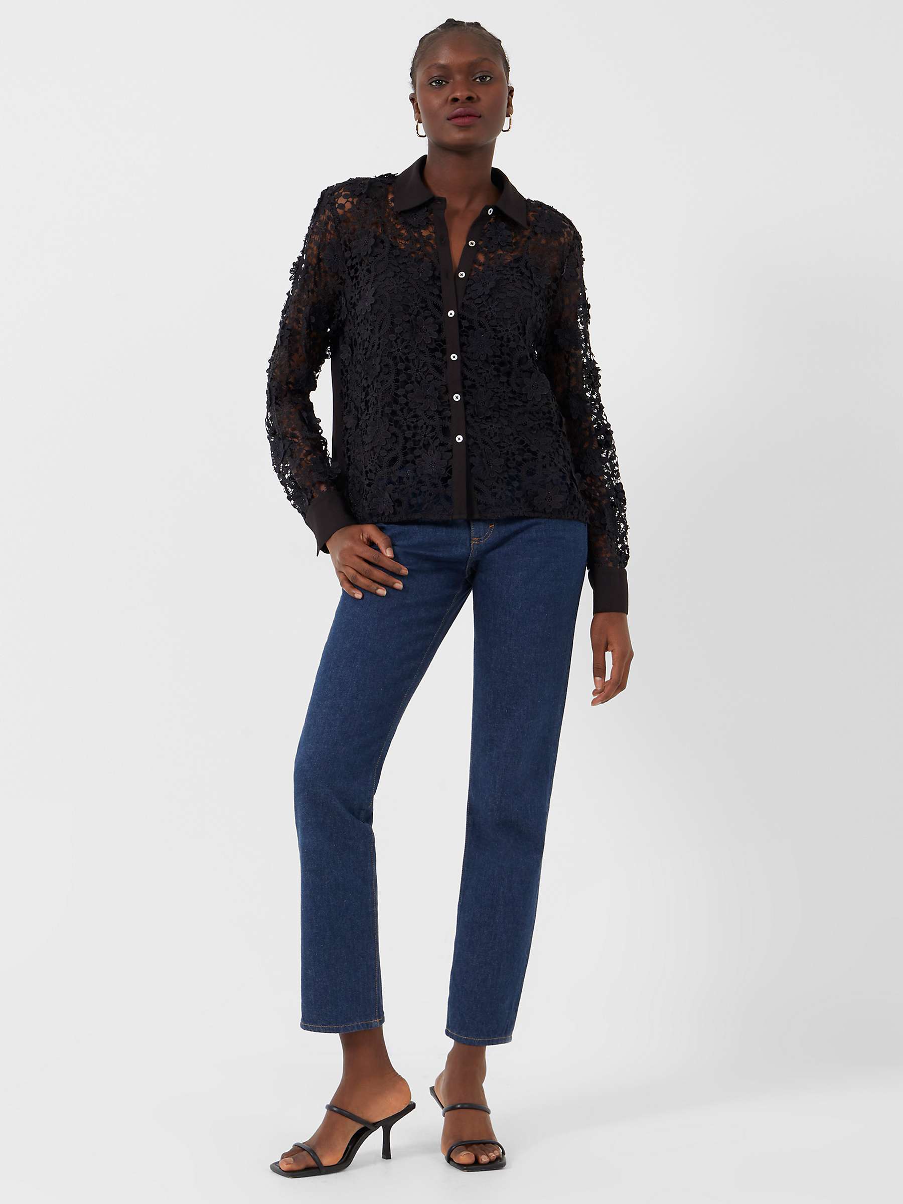 Buy French Connection Delphine Caballo Lace Blouse, Moonless Night Online at johnlewis.com