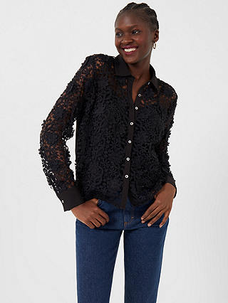 French Connection Delphine Caballo Lace Blouse, Moonless Night