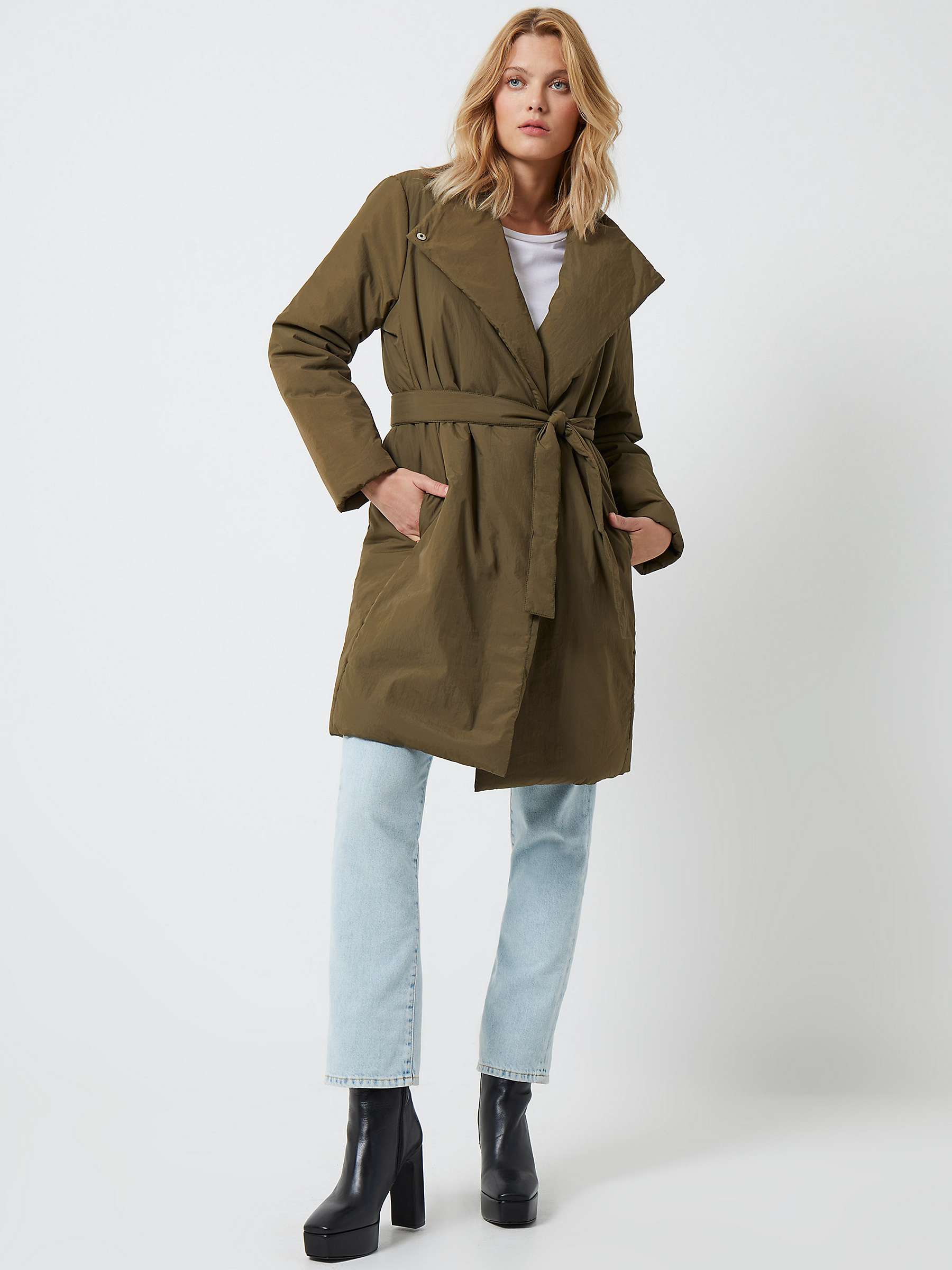 French Connection Rosalie Long Wrap Puffer Coat, Beech at John Lewis ...