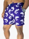 Randy Cow Shark Print Swim Shorts, Blue