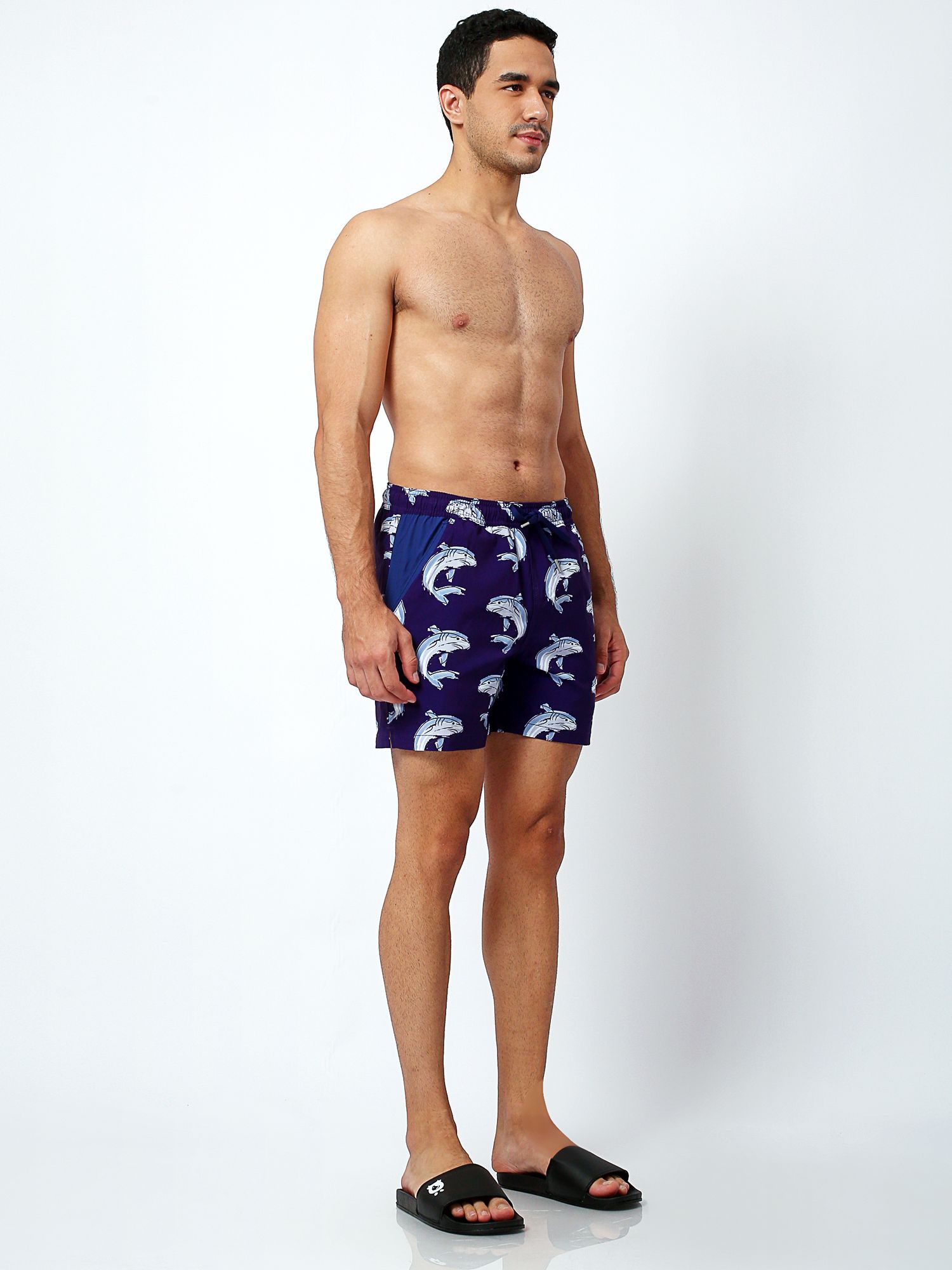 Randy Cow Shark Print Swim Shorts, Blue at John Lewis & Partners