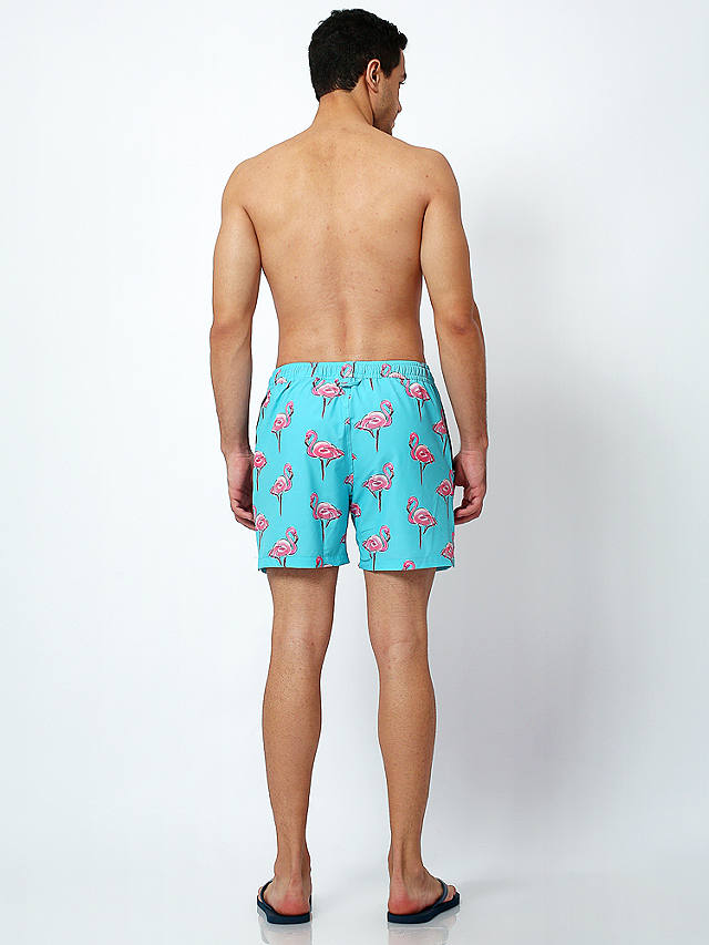 Randy Cow Flamingo Print Swim Shorts, Blue