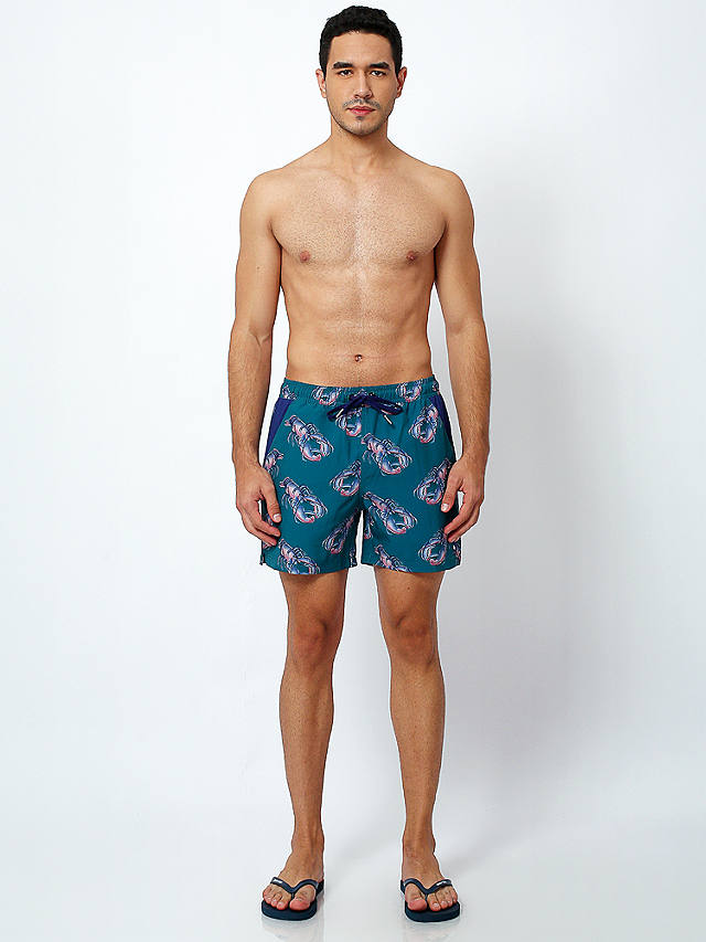 Randy Cow Lobster Print Swim Shorts, Green