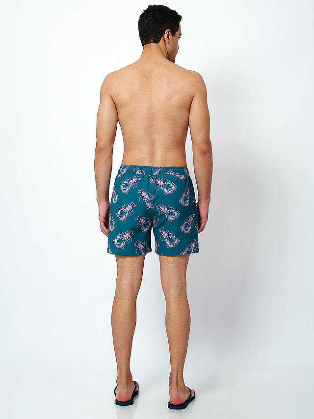 Randy Cow Lobster Print Swim Shorts, Green
