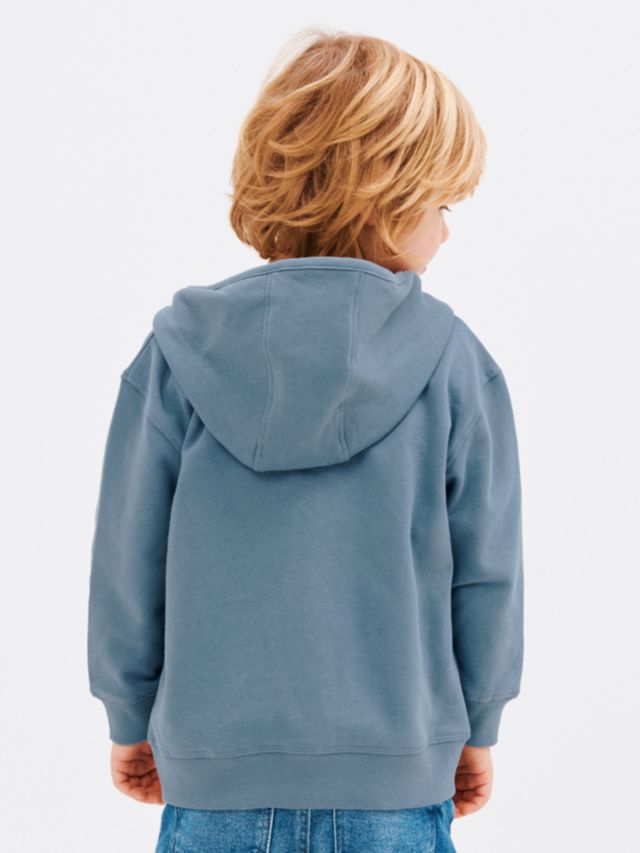 John Lewis Kids Plain Zip Through Hoodie Blue 2 years