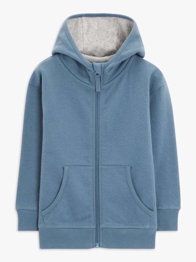 John Lewis Kids Plain Zip Through Hoodie Blue 2 years