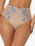Playful Promises Rayne Satin Embroidery Hight Waist Knickers, Gold/Lilac