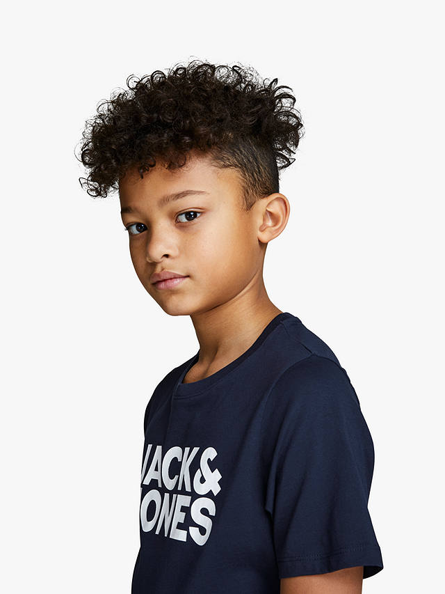 Jack & Jones Kids' Logo T-Shirt, Blue Navy at John Lewis & Partners