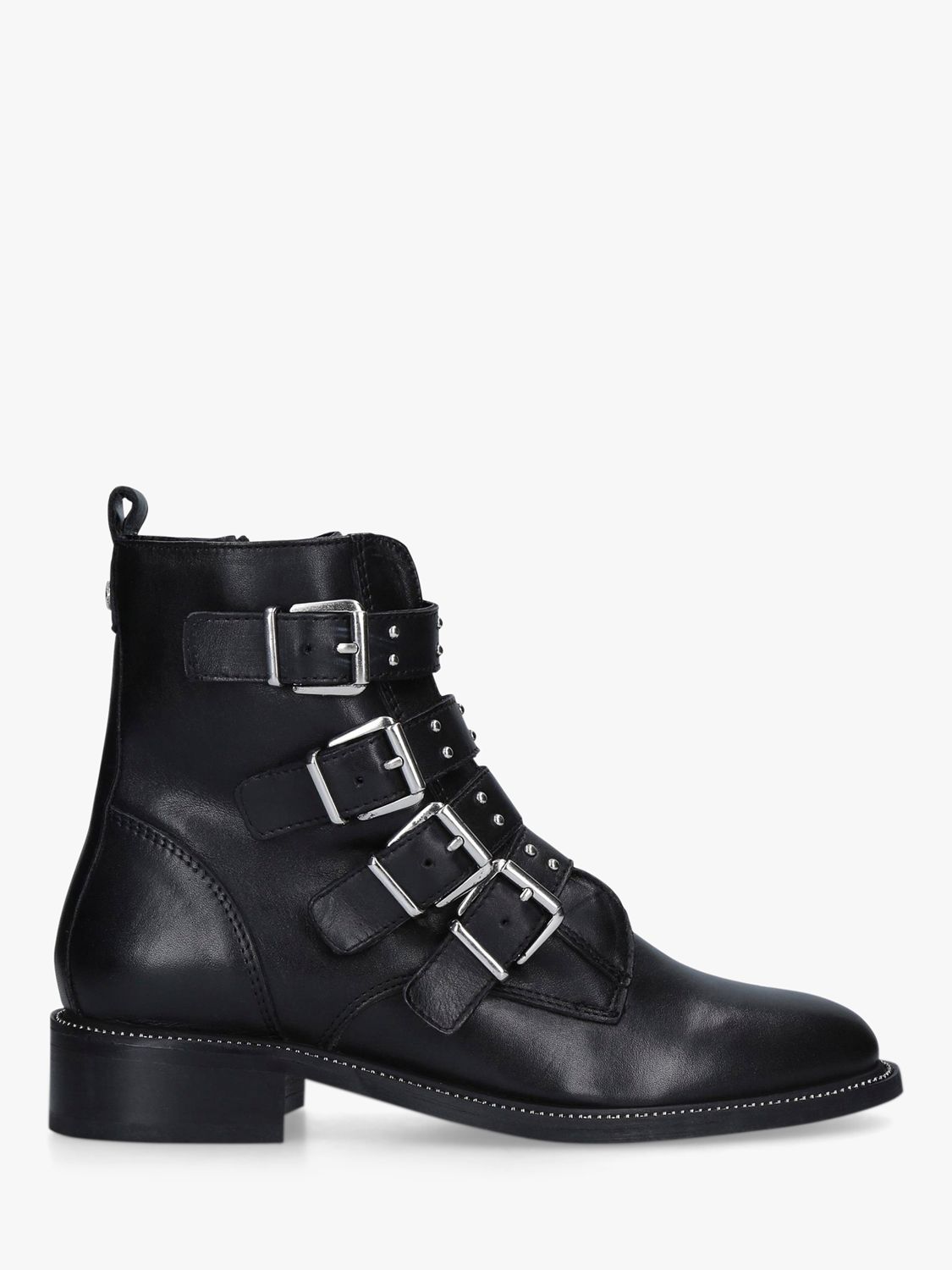 Carvela Strap Buckle Leather Ankle Boots, Black at John Lewis & Partners