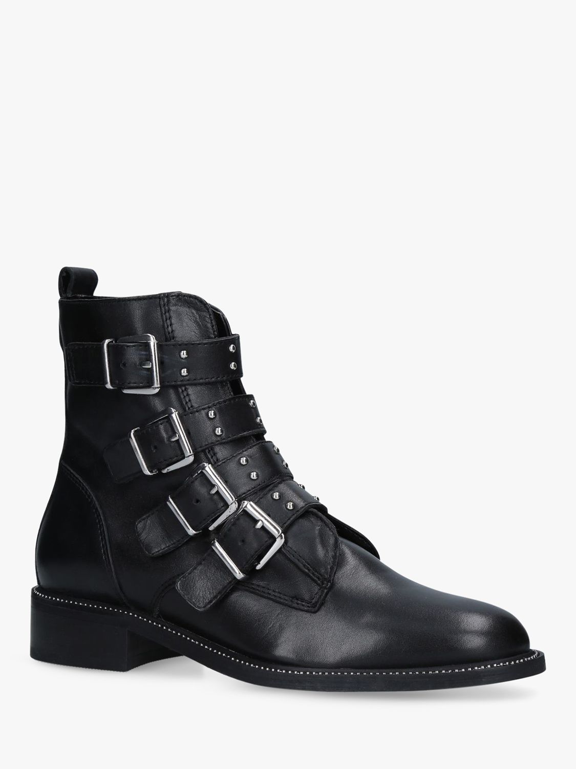 Carvela Strap Buckle Leather Ankle Boots, Black at John Lewis & Partners