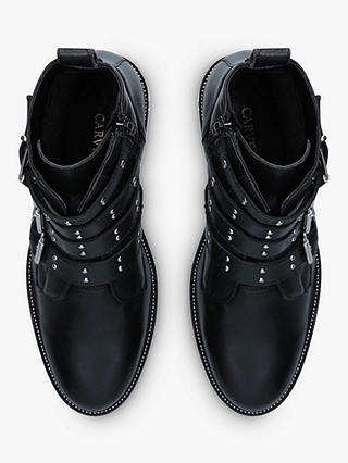 Carvela Strap Buckle Leather Ankle Boots, Black