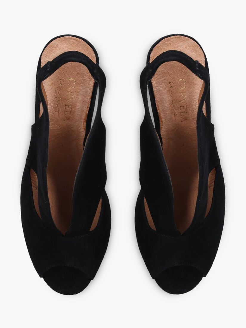 Carvela Comfort Arabella Suede Cone Heel Open Toe Court Shoes, Black, 3