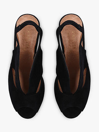 Carvela Comfort Arabella Suede Cone Heel Open Toe Court Shoes, Black