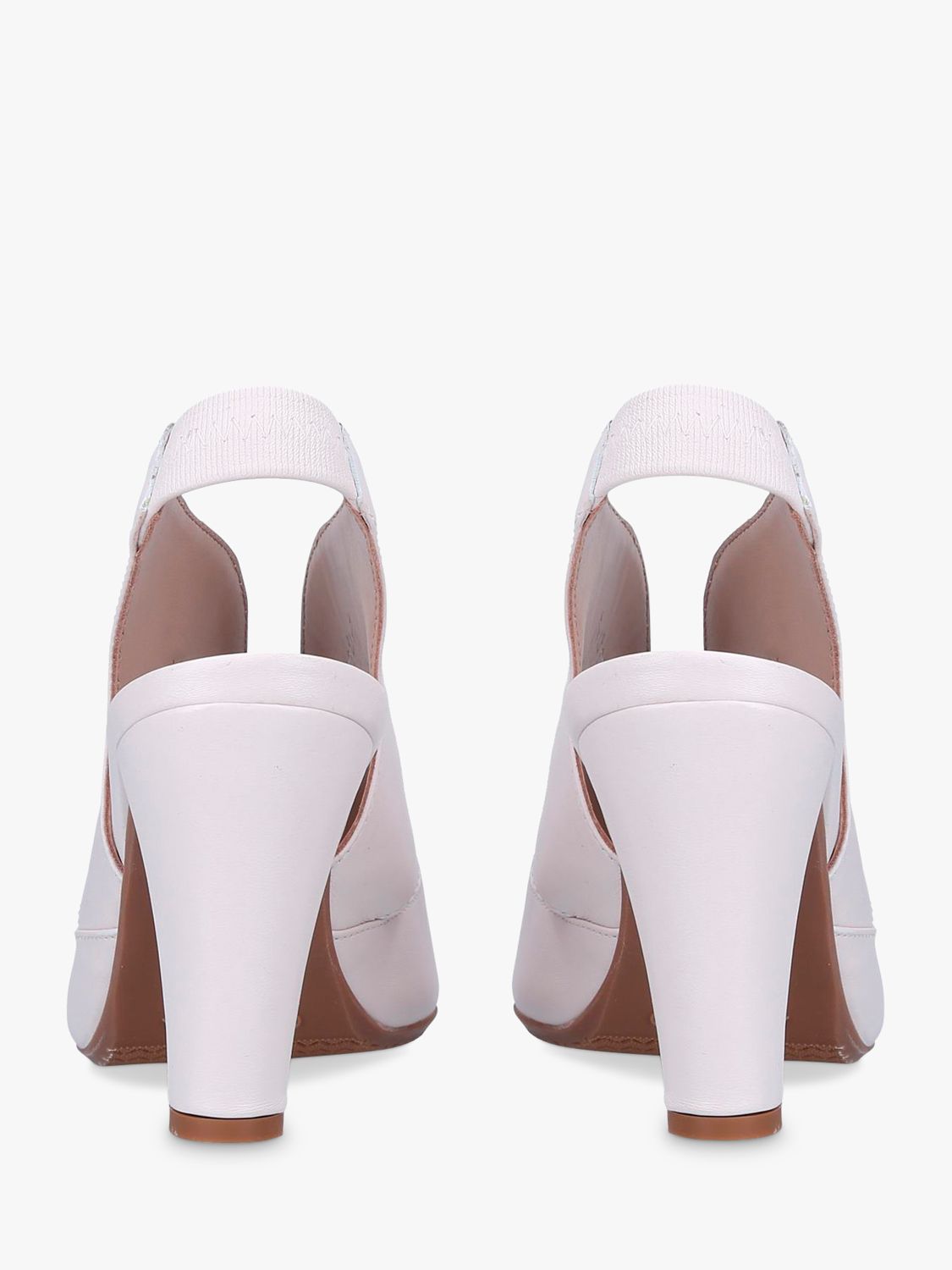Carvela Arabella Comfort Cone Heel Open Toe Leather Court Shoes, Putty, 3