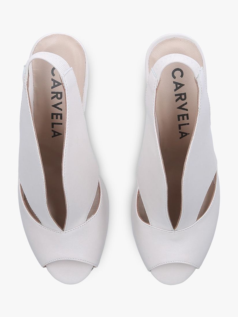 Carvela Arabella Comfort Cone Heel Open Toe Leather Court Shoes, Putty, 3