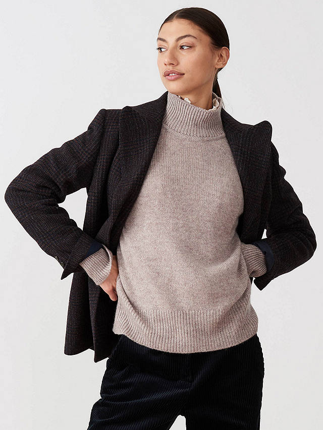 Brora Cashmere Luxe Funnel Neck Jumper, Ash at John Lewis & Partners
