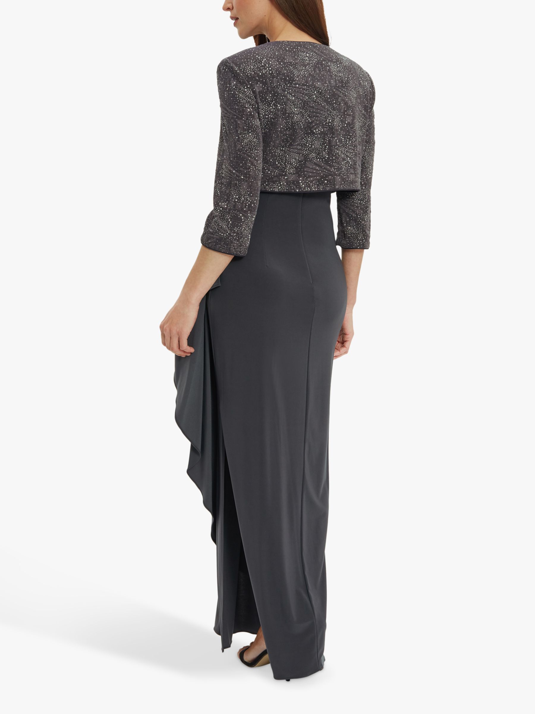 Buy Gina Bacconi Isy Long Side Ruched Gown, Charcoal Online at johnlewis.com