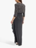 Gina Bacconi Isy Long Side Ruched Gown, Charcoal