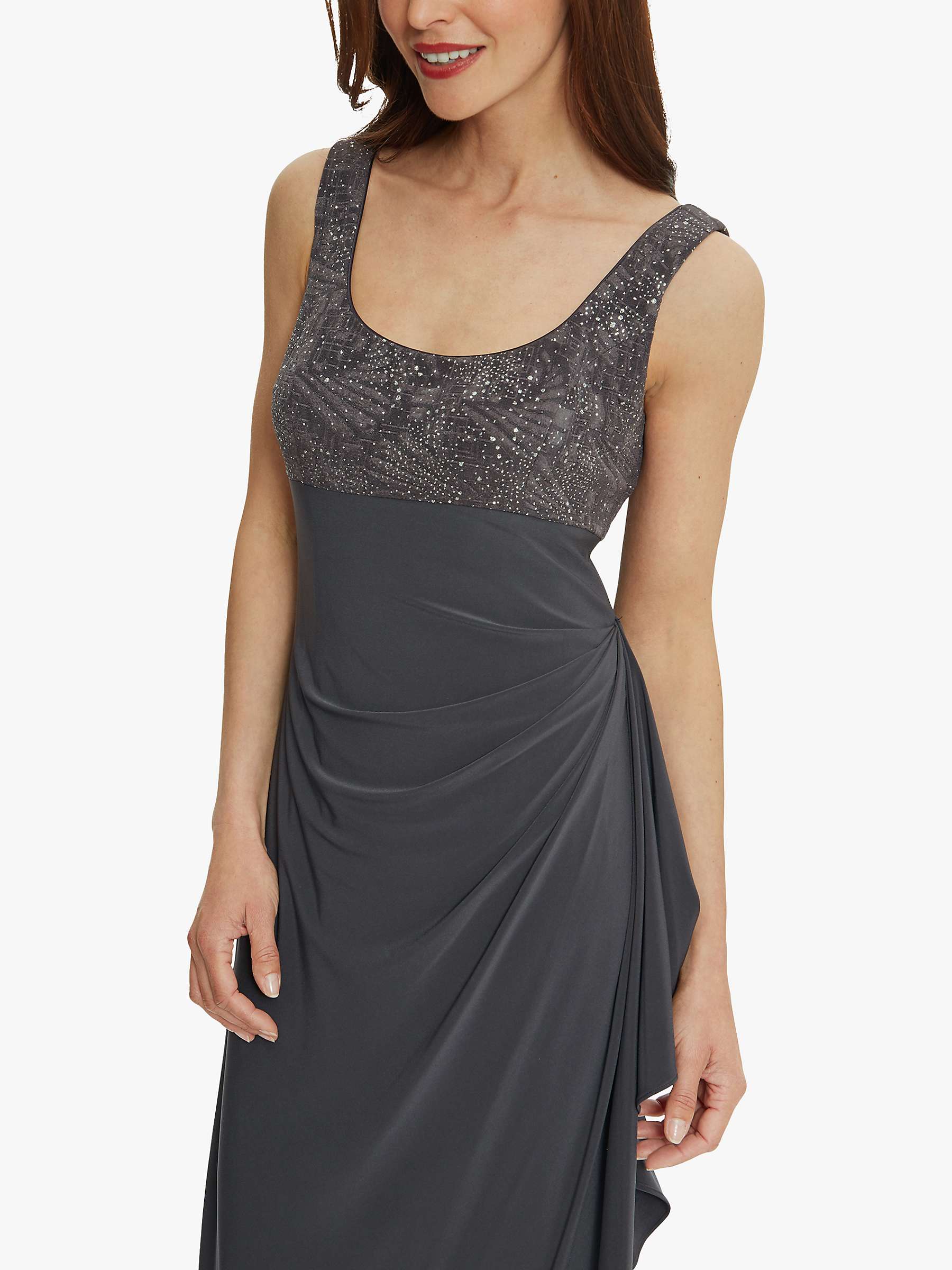 Buy Gina Bacconi Isy Long Side Ruched Gown, Charcoal Online at johnlewis.com