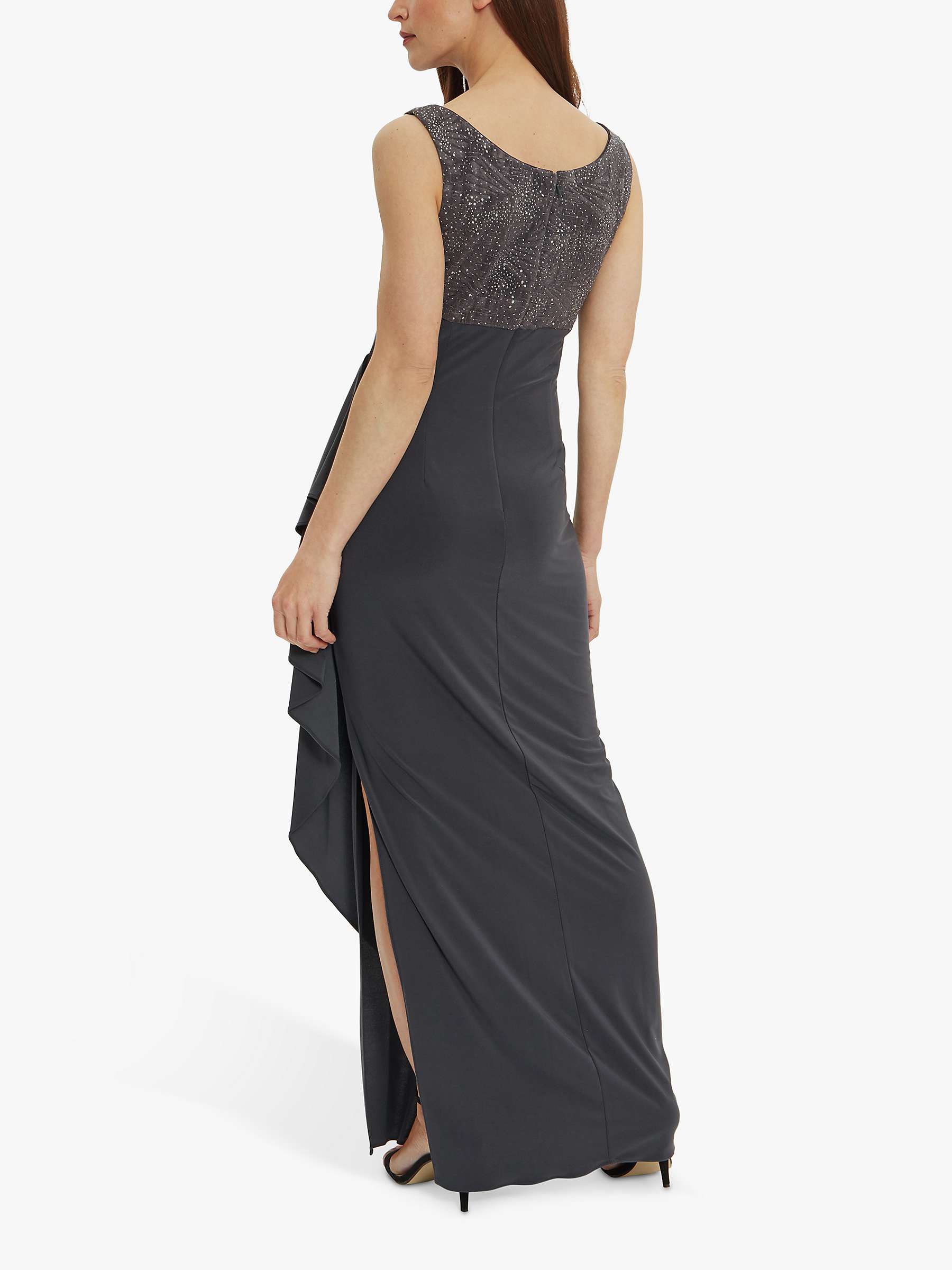 Buy Gina Bacconi Isy Long Side Ruched Gown, Charcoal Online at johnlewis.com