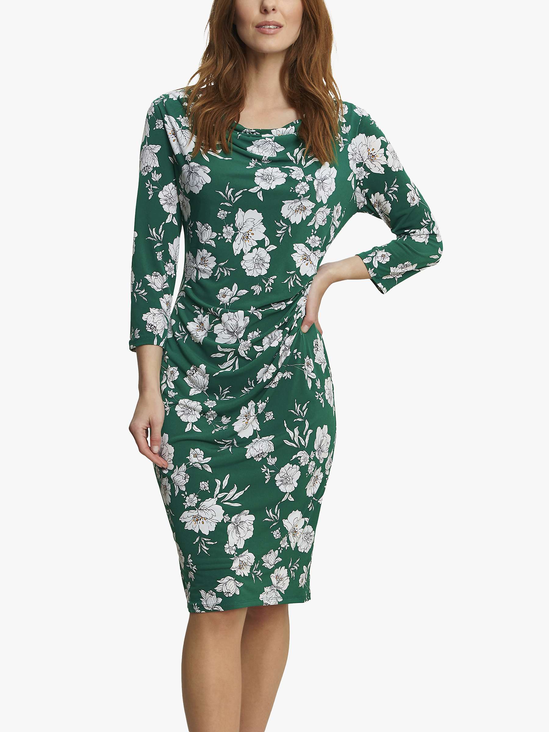 Buy Gina Bacconi Aleta Floral Print Jersey Dress, Green Online at johnlewis.com