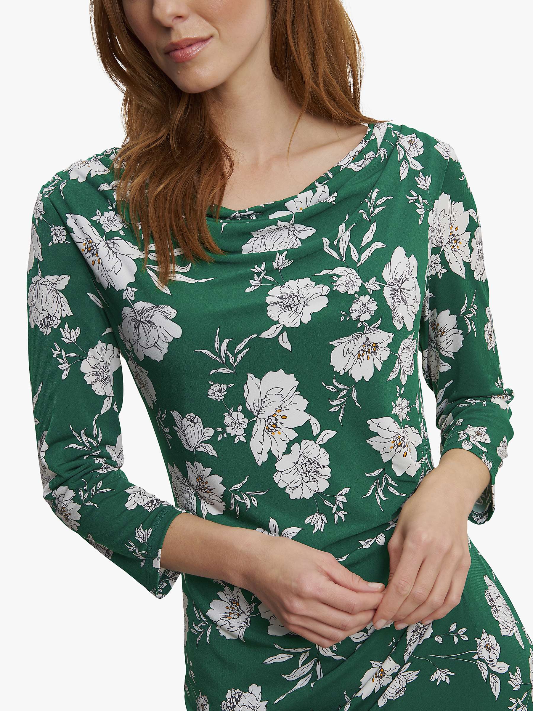 Buy Gina Bacconi Aleta Floral Print Jersey Dress, Green Online at johnlewis.com