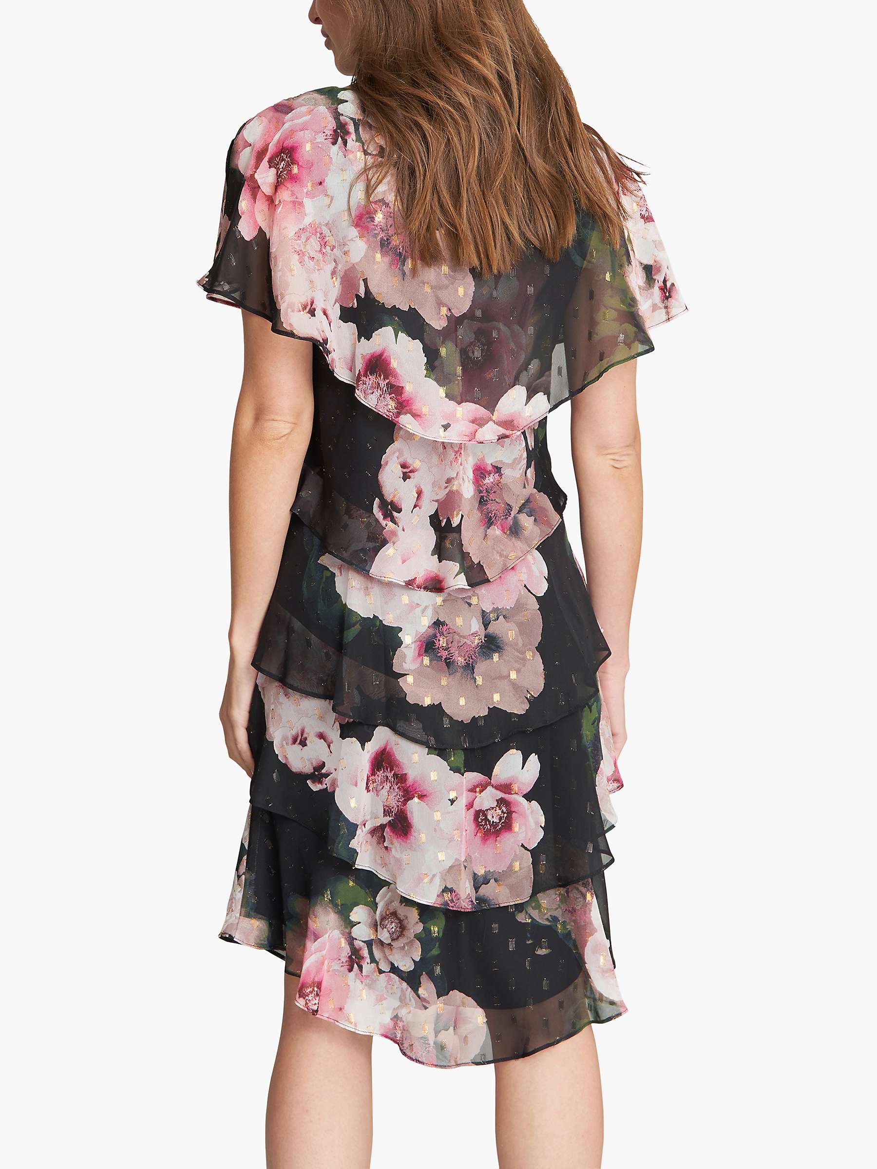 Buy Gina Bacconi Olivie Floral Tiered Dress, Black/Multi Online at johnlewis.com