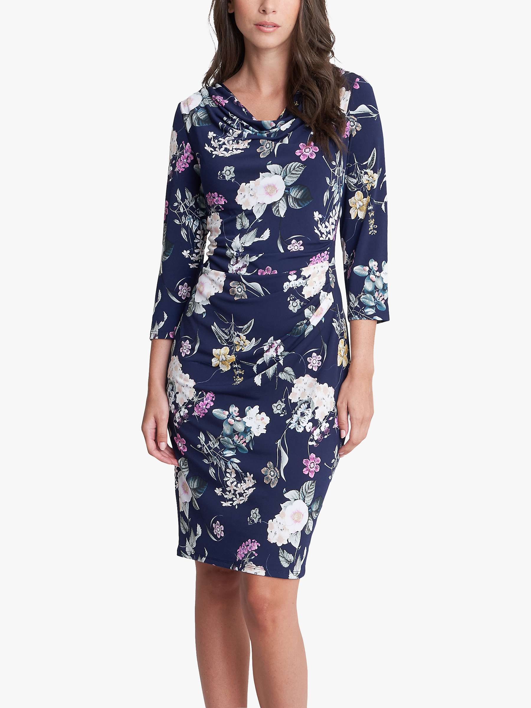 Buy Gina Bacconi Aliya Floral Print Jersey Dress, Navy Online at johnlewis.com