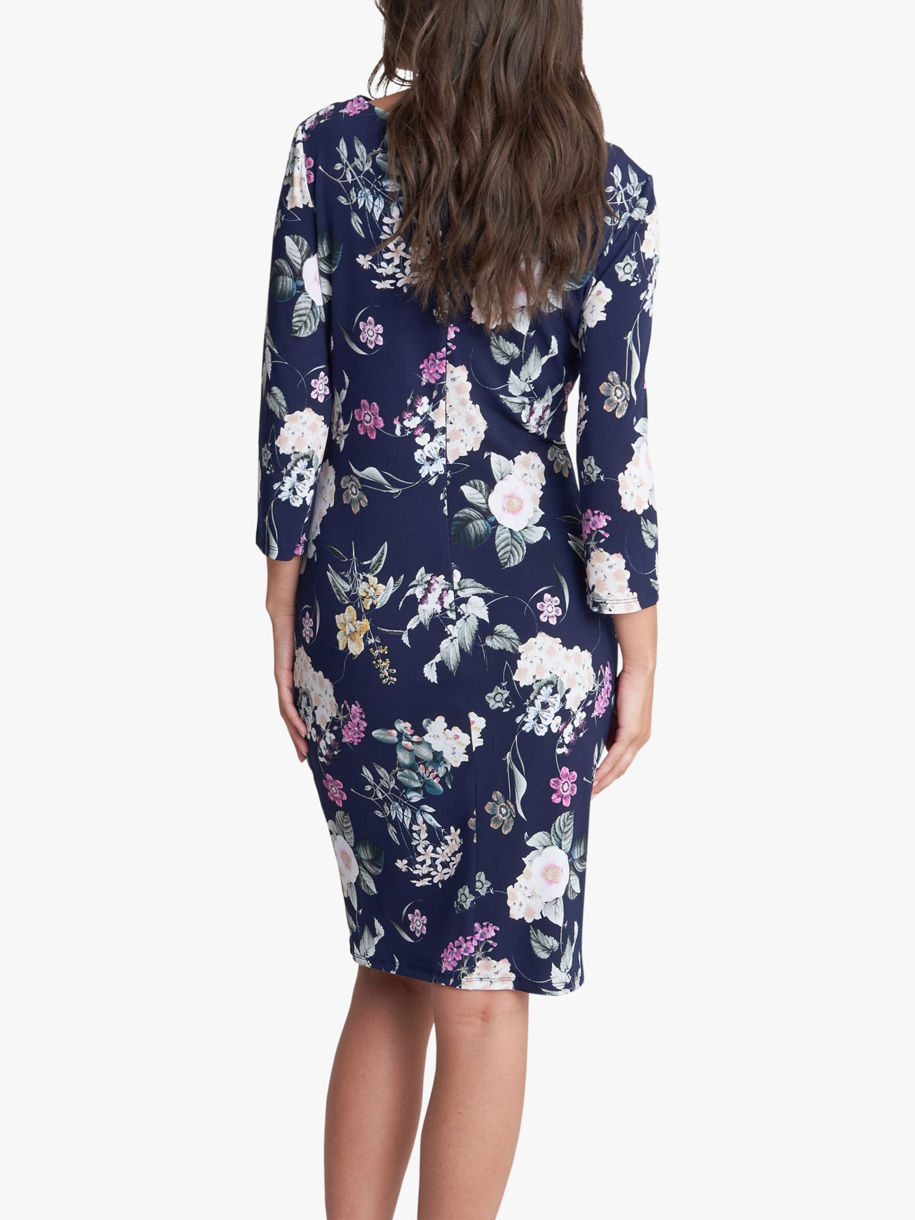 Gina Bacconi Aliya Floral Print Jersey Dress, Navy, 20