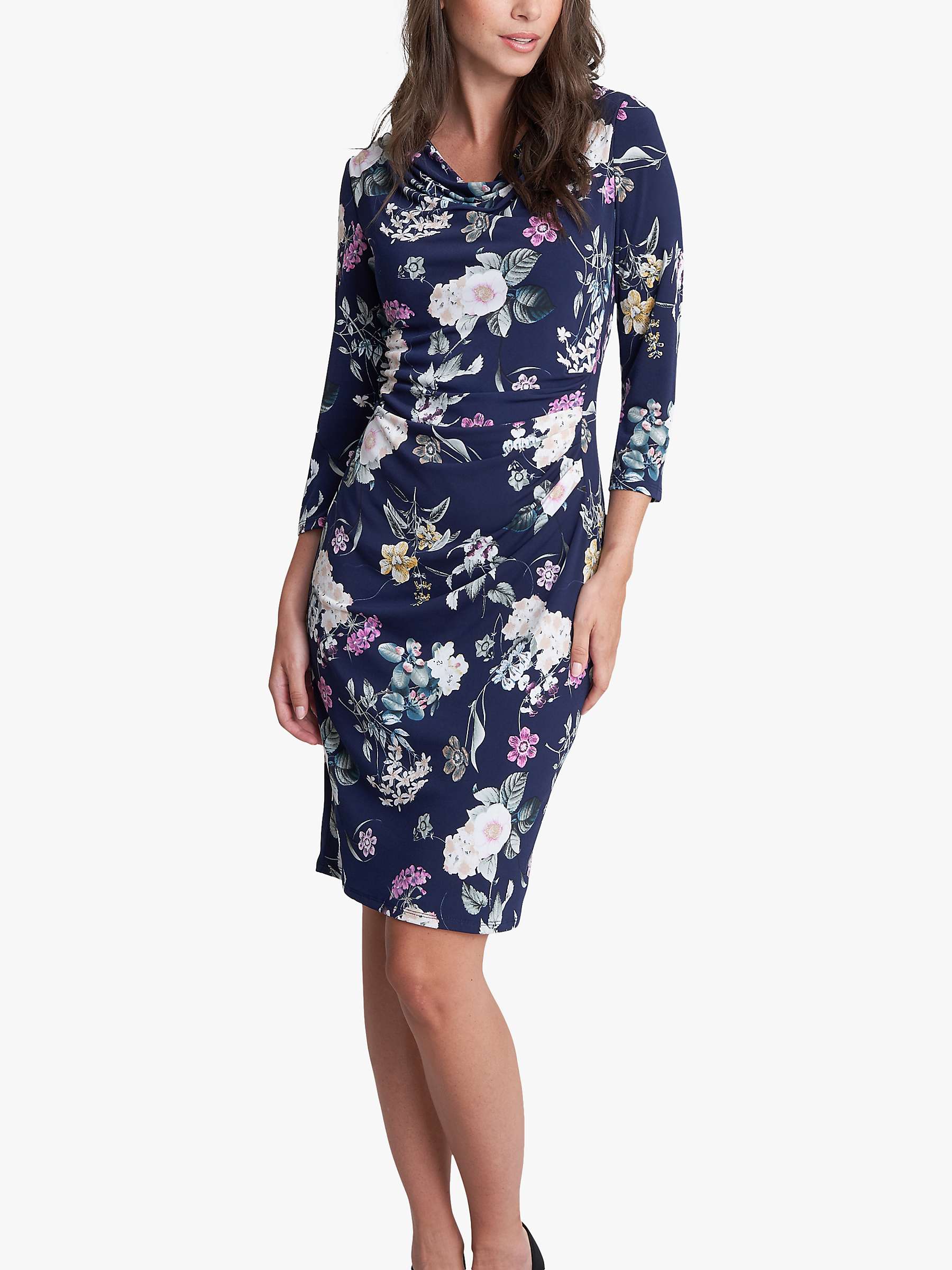 Buy Gina Bacconi Aliya Floral Print Jersey Dress, Navy Online at johnlewis.com