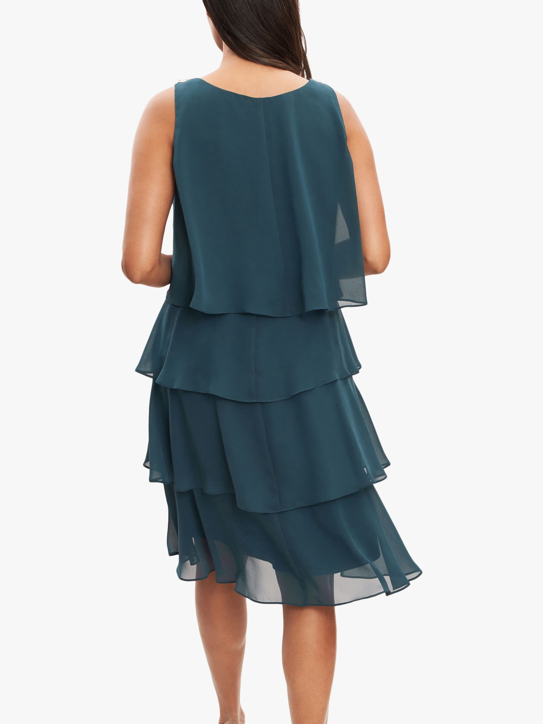 Sl fashions embellished tiered sale chiffon dress & capelet