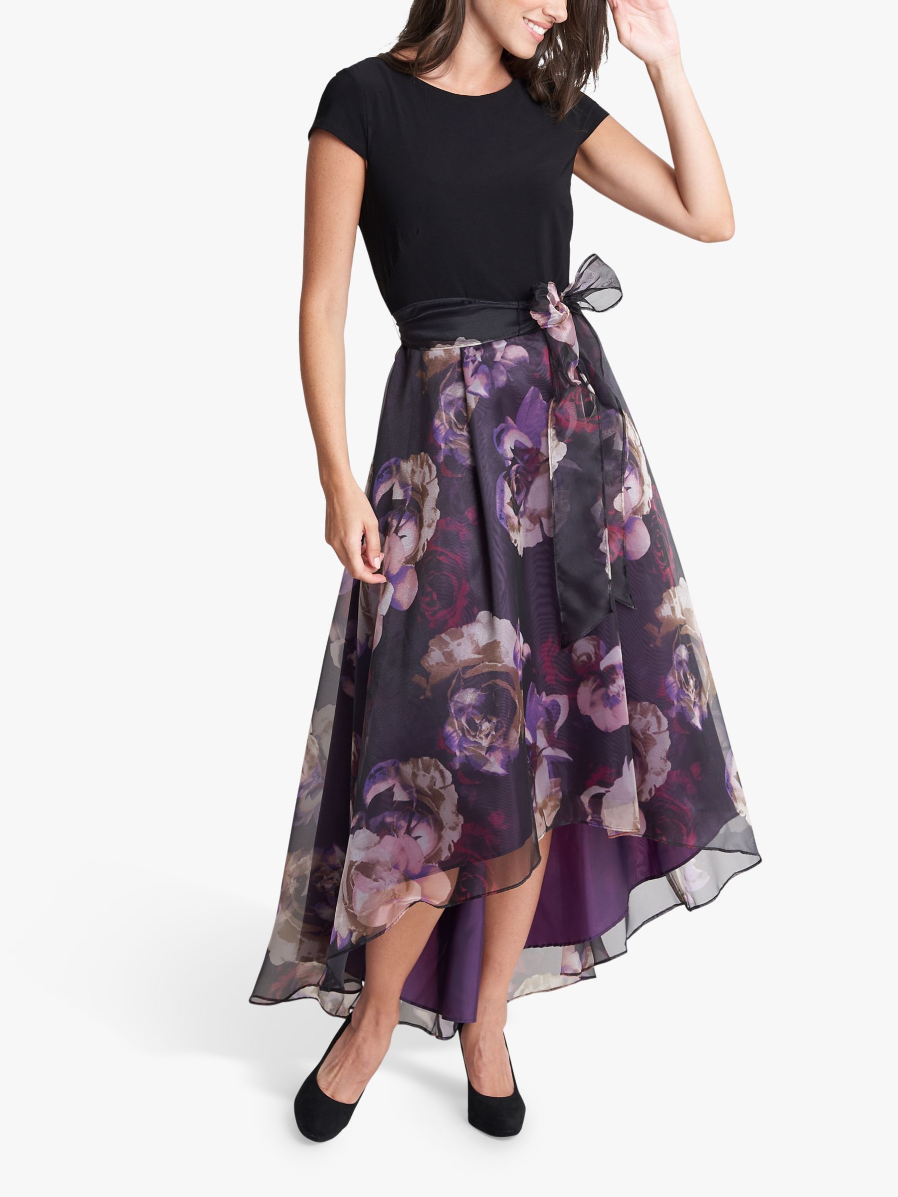 Gina Bacconi Sahra Organza Floral Print Maxi Dress, Purple at John ...