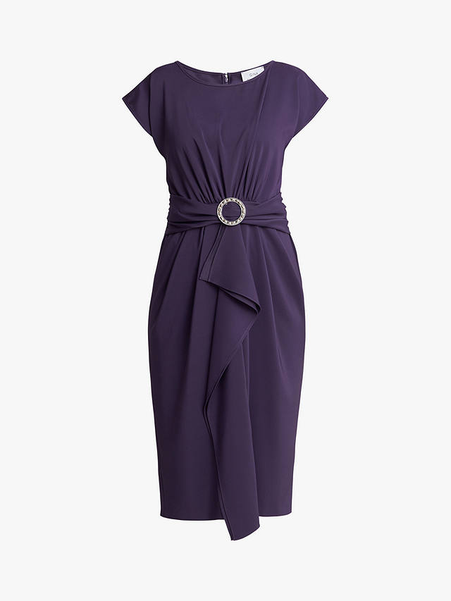 Gina Bacconi Pelia Crepe Midi Dress, Purple