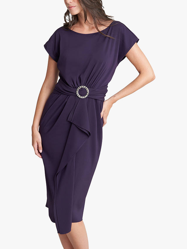 Gina Bacconi Pelia Crepe Midi Dress, Purple
