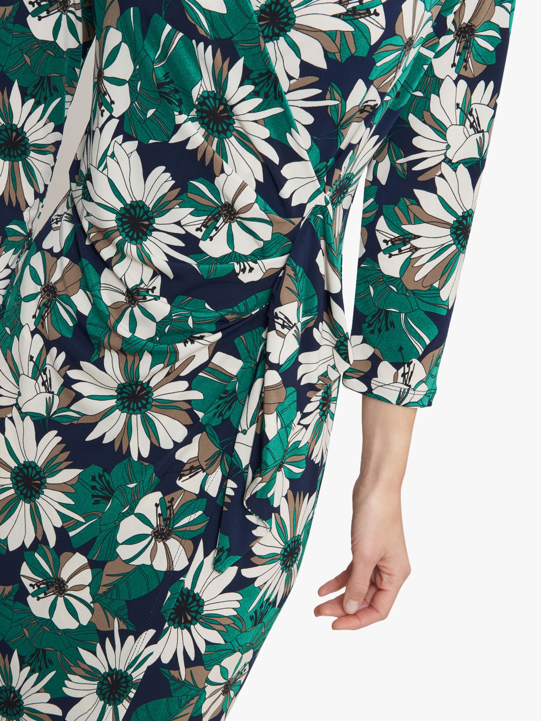 Gina Bacconi Talie Floral Print Jersey Dress, Navy/Green, 8