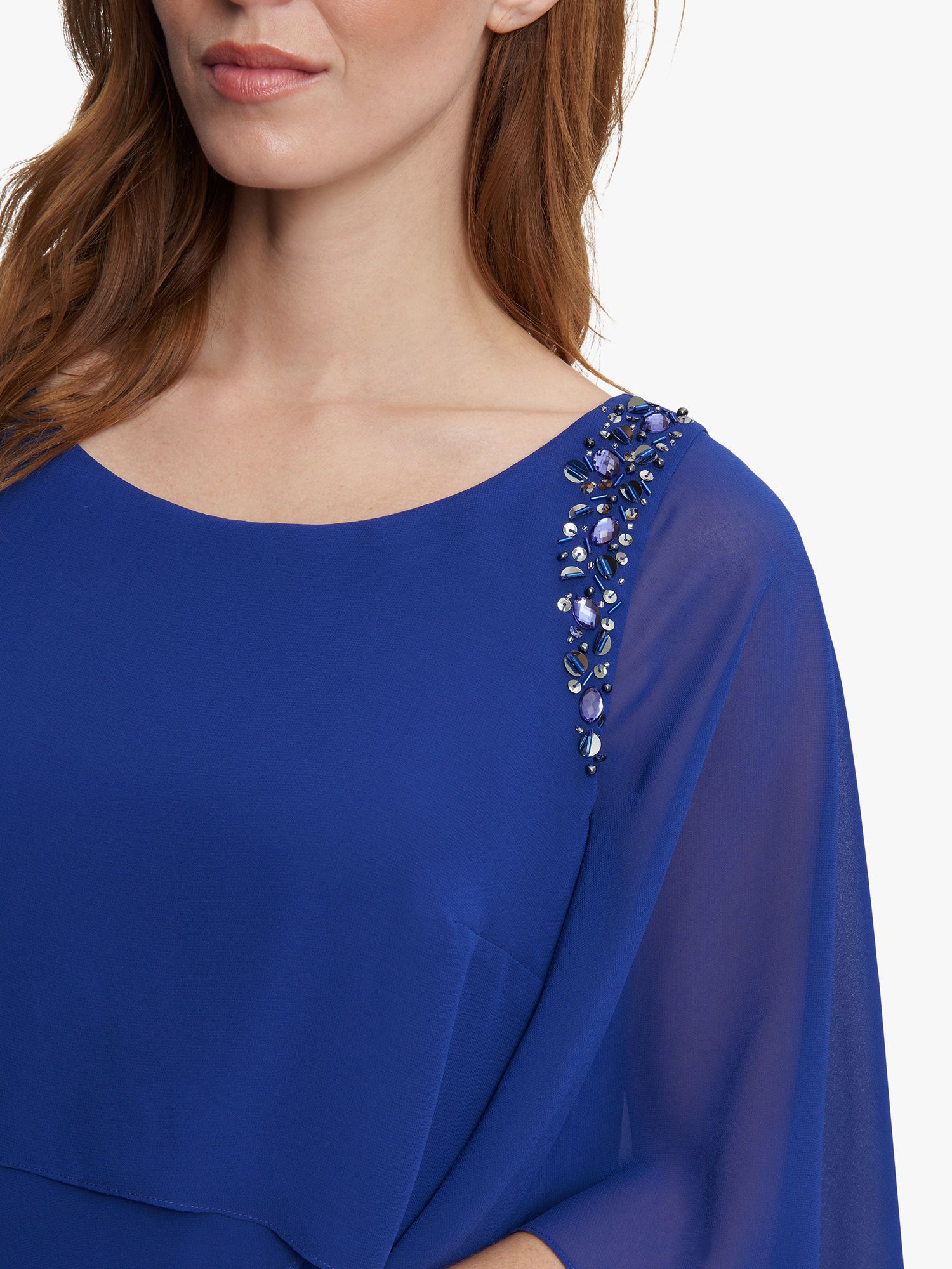 Buy Gina Bacconi Via Beaded Cape Tiered Dress, Royal Blue Online at johnlewis.com