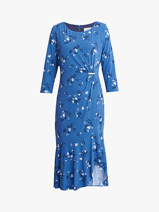 Gina Bacconi Betty Floral Jersey Midi Dress, Blue