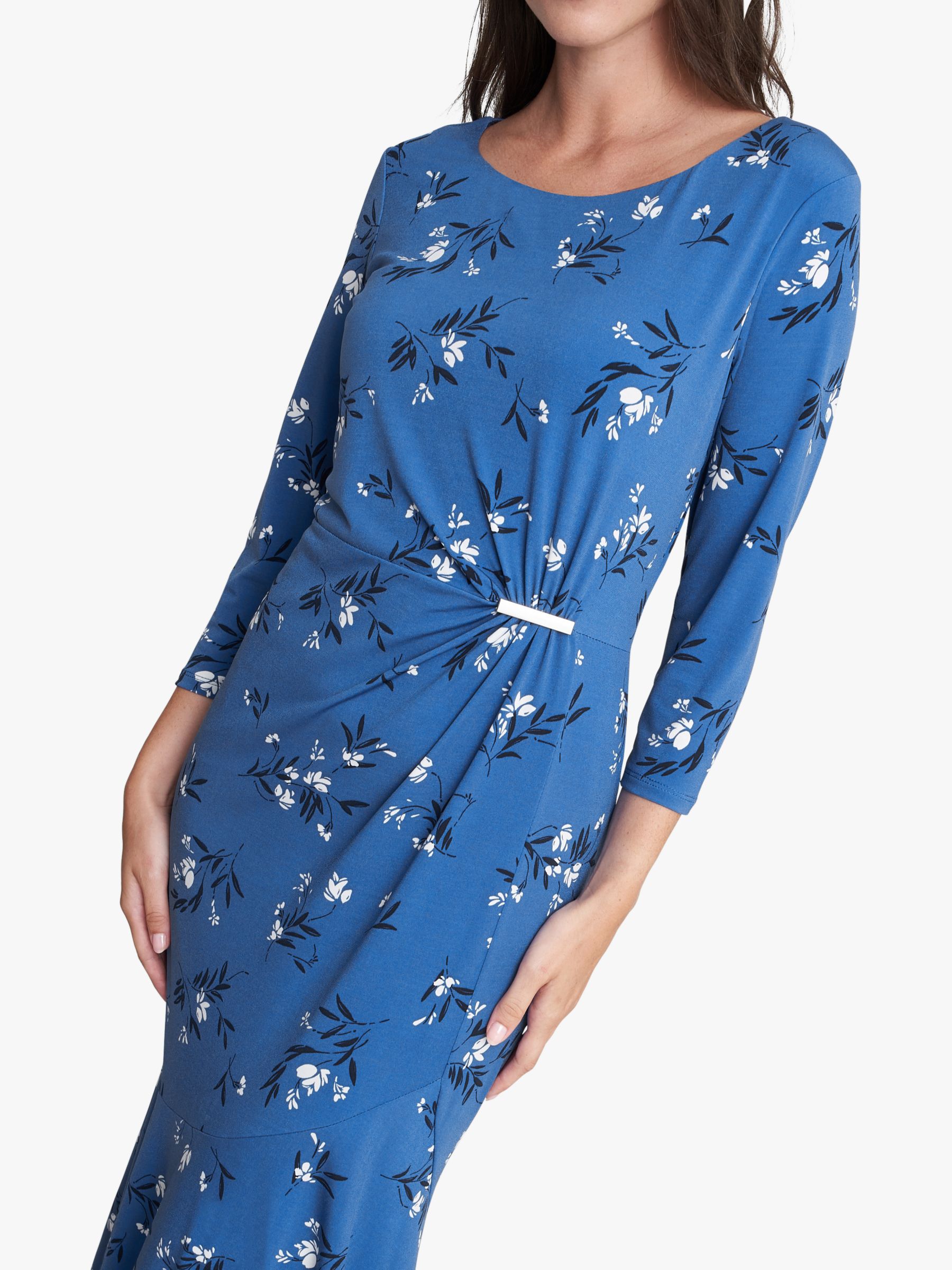 Buy Gina Bacconi Betty Floral Jersey Midi Dress, Blue Online at johnlewis.com
