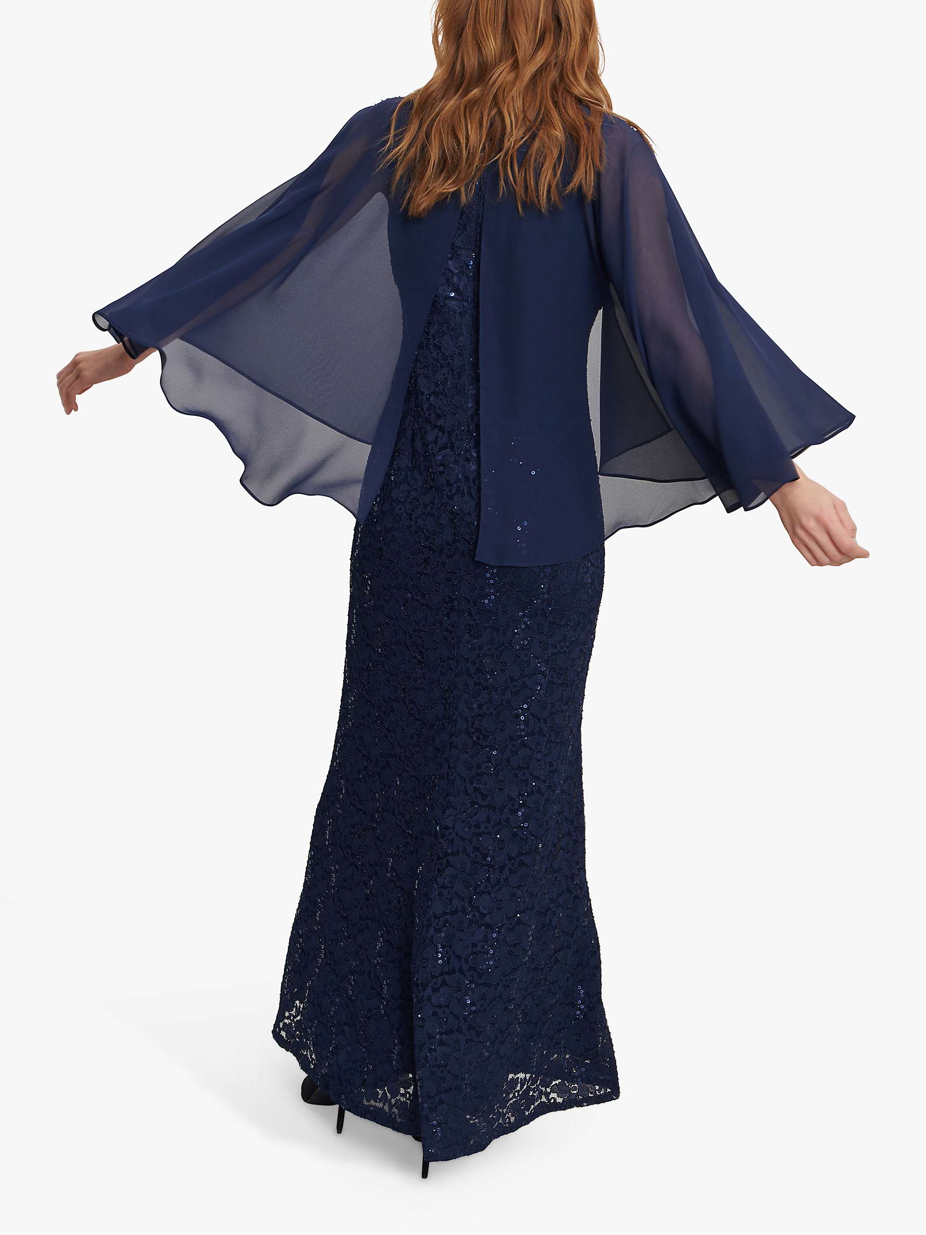 Buy Gina Bacconi Jayden Lace and Chiffon Caped Maxi Dress, Navy Online at johnlewis.com