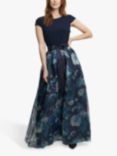 Gina Bacconi Avree Floral Print Maxi Gown, Navy/Multi