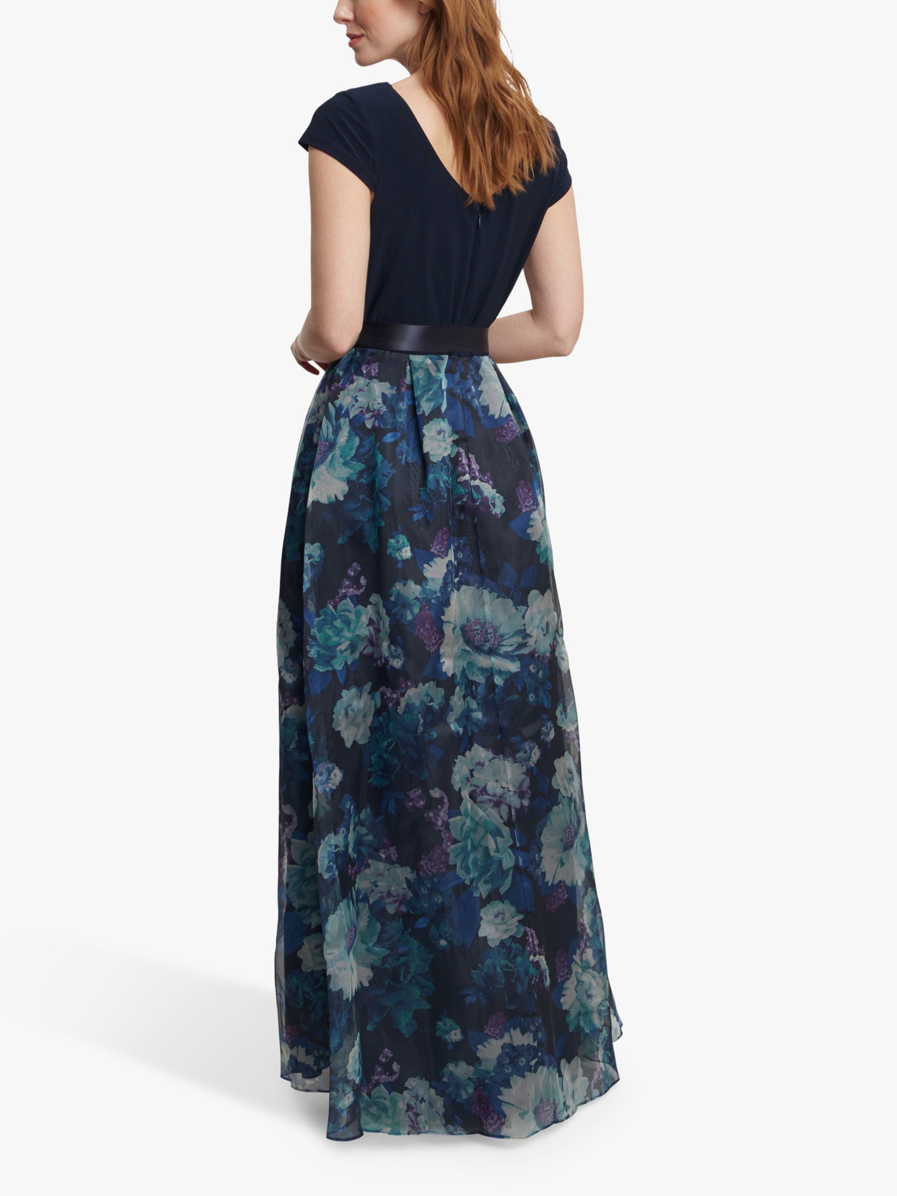 Gina Bacconi Avree Floral Print Maxi Gown, Navy/Multi at John Lewis ...