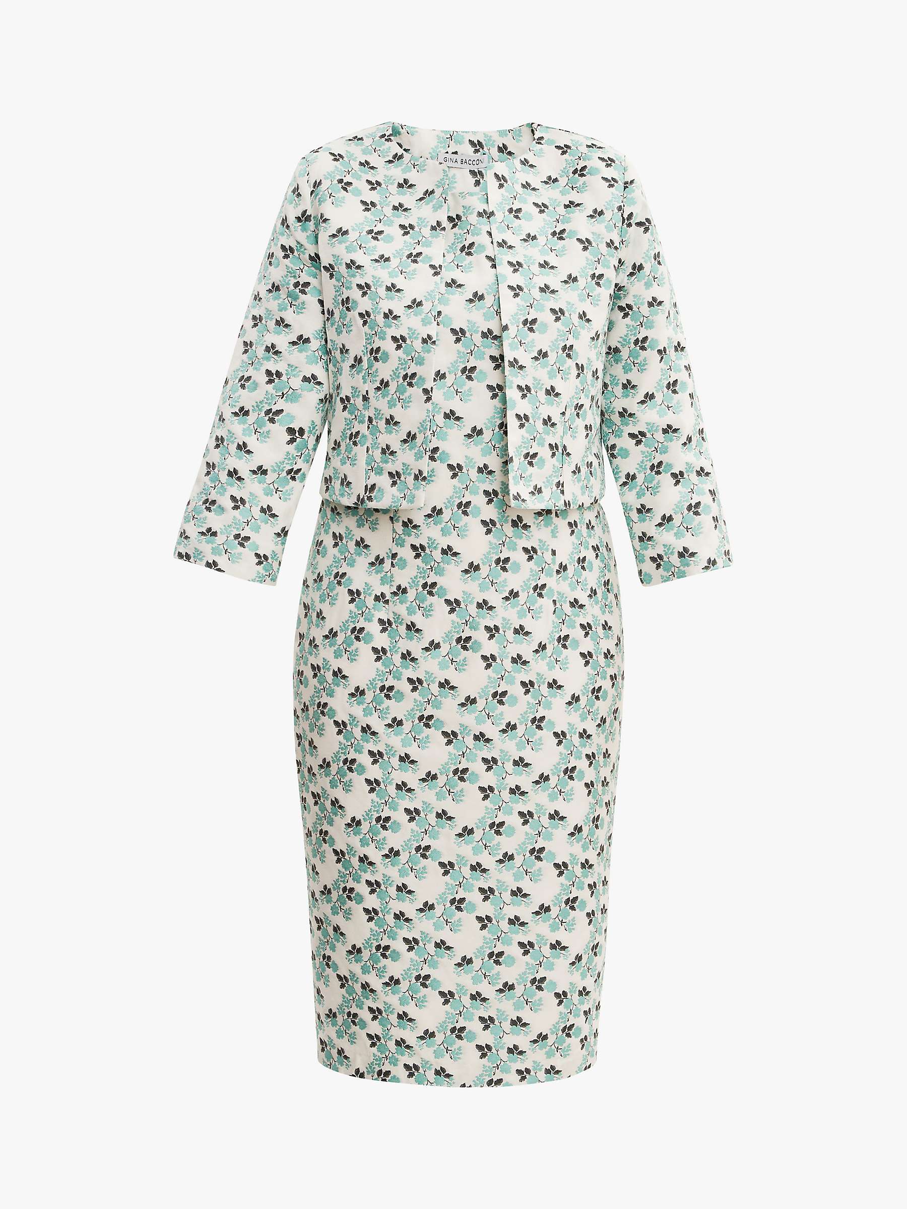 Buy Gina Bacconi Isannah Floral Jacquard Dress with Jacket, Mint/Multi Online at johnlewis.com