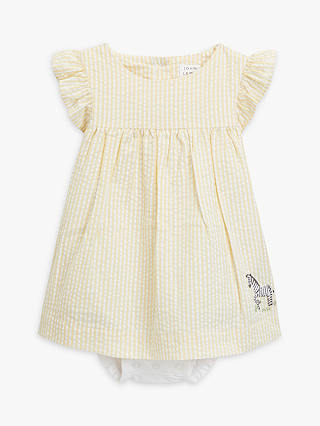 John Lewis Baby Zebra Seersucker Dress with Bloomer Set, Yellow