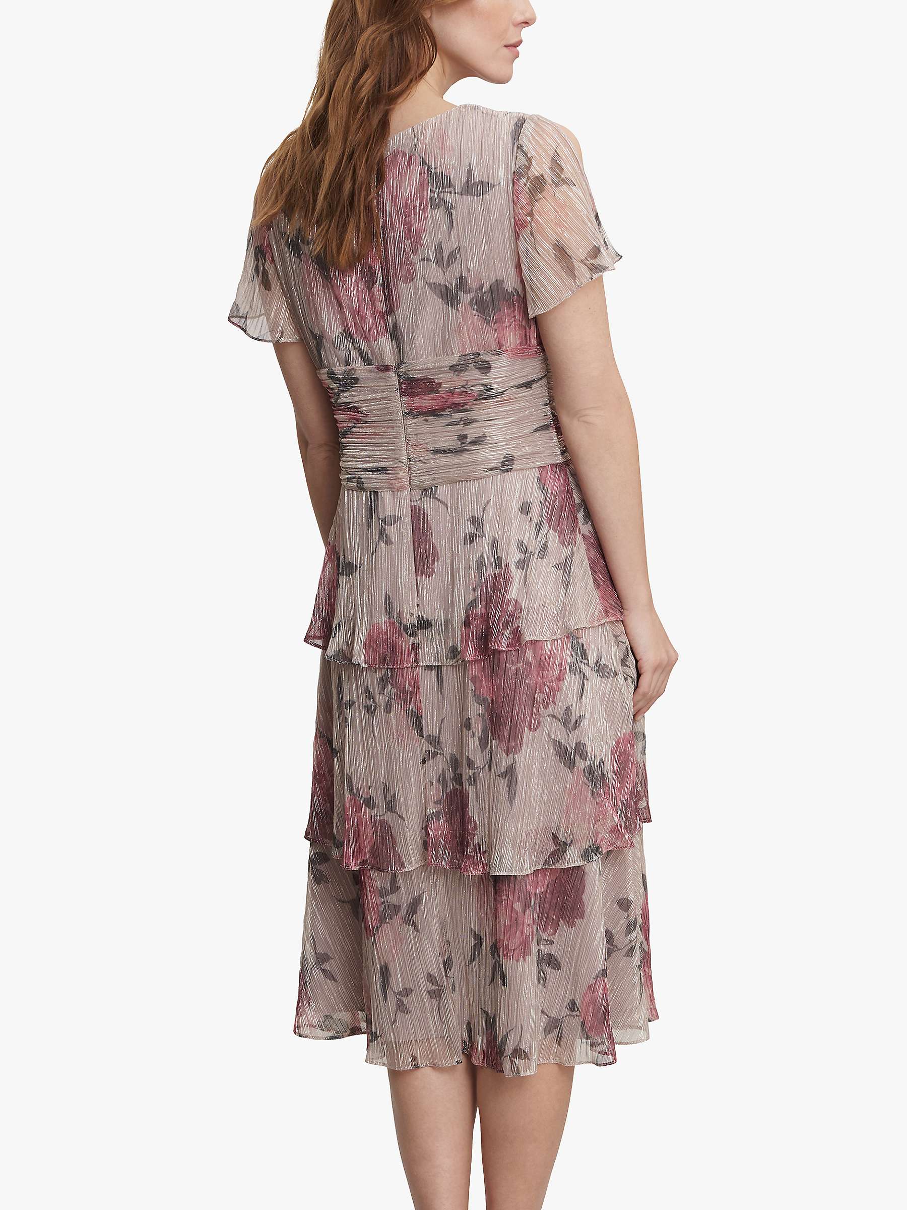 Buy Gina Bacconi Cher Floral Tiered Midi Dress, Blush/Multi Online at johnlewis.com